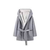 Women's Belted Hooded Wool Coat